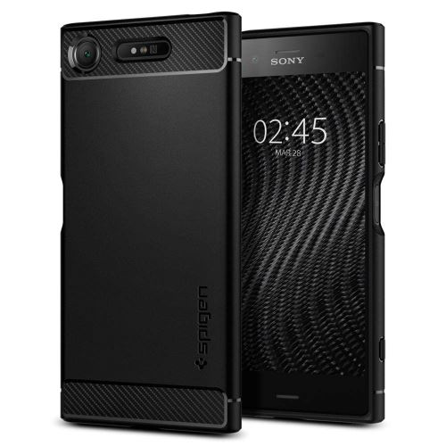 Spigen Rugged Armor - Achterzijde behuizing voor mobiele telefoon - robuust - thermoplastic polyurethaan (TPU) - matzwart - voor Sony XPERIA XZ1