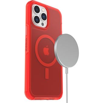 Coque de protection avec MagSafe pour iPhone 13 Pro Max OtterBox Symmetry Series+ Clear Rouge transparent