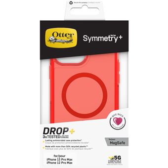 Coque de protection avec MagSafe pour iPhone 13 Pro Max OtterBox Symmetry Series+ Clear Rouge transparent