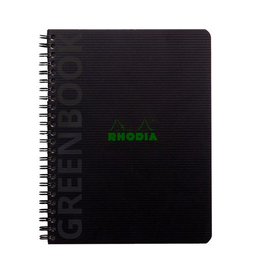Rhodiactive Greenbook ligne 5/5 avec cadre en-tete, A5+ reliure integrale, 160 pages microperforees, perf.6 trous, papier recycle 90 g FSC