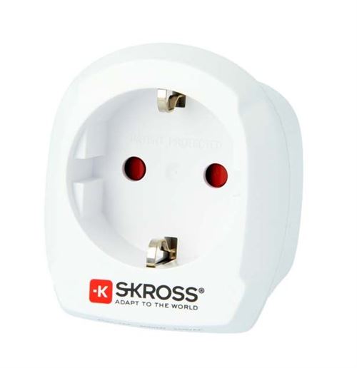 Adaptateur secteur Skross Europe vers Royaume-uni blanc