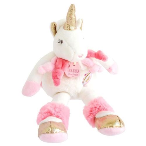 Doudou et Compagnie - Doudou Marionetta a mano Licorna - 25 cm - Rosa/Bianco - Lucie La Licorne - DC3320