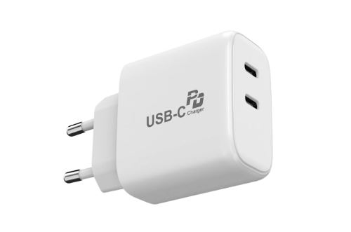 Chargeur secteur Urban Factory avec 1 port USB-C 45 W + 1 port USB-C 20 W Blanc - Urban Factory