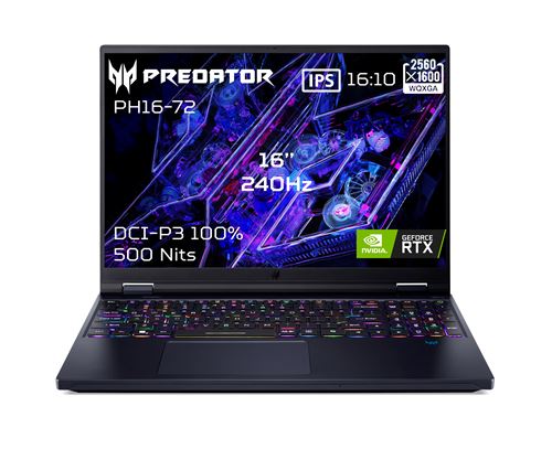 PC portable gaming Acer Predator Helios 16 PH16-72-799D 16 WQXGA 240 Hz Intel® Core™ i7 32 Go RAM 2 To SSD Nvidia GeForce RTX™ 4070 Noir