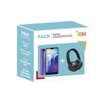 Pack Smartphone Honor 10 128 Go Bleu + Casque Bluetooth X60