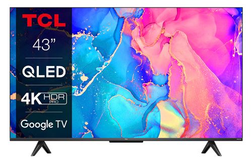 TCL 43C635 - 43 diagonale klasse C Series led-achtergrondverlichting lcd-tv - QLED - Smart TV - Google TV - 4K UHD (2160p) 3840 x 2160 - HDR - direct brandende led - metalliek