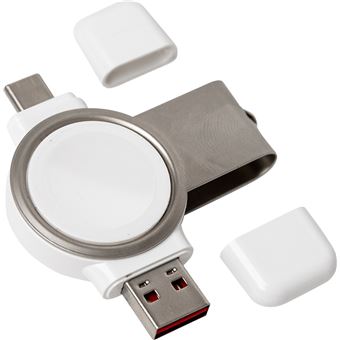 Chargeur sans fil BigBen Connected USB A et USB C pour Apple Watch Ultra 8 7 6 SE 5 et 4 Blanc - 1
