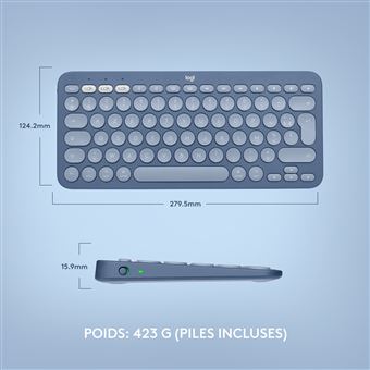 Clavier Sans Fil Bluetooth Logitech Multi-Device Keyboard K380 / Gris