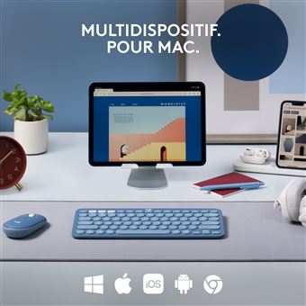 Logitech K380 Multi-Device Bluetooth Keyboard for Mac - Clavier - sans fil - Bluetooth 3.0 - AZERTY - Français - myrtille