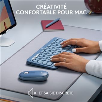 Logitech K380 Multi-Device Bluetooth Keyboard for Mac - Clavier - sans fil - Bluetooth 3.0 - AZERTY - Français - myrtille