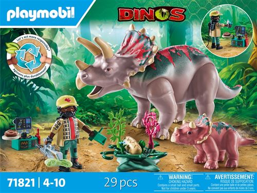 Playmobil Dinos 71821 Tricératops avec bébé et explorateur