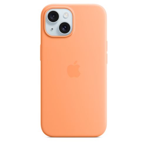 Apple Coque en silicone avec MagSafe pour iPhone 15 Sorbet à l'orange