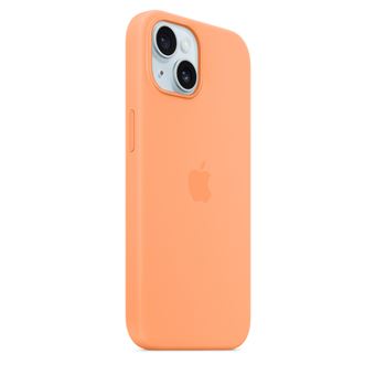 Coque en silicone avec MagSafe pour iPhone 15 Sorbet à l'orange