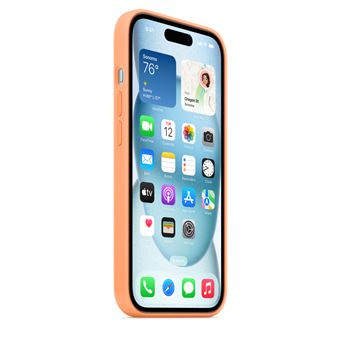 Coque en silicone avec MagSafe pour iPhone 15 Sorbet à l'orange