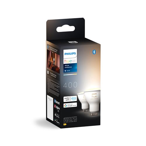 Philips Hue White ambiance GU10 - Foco Intelligent - Pack de 2 - Bluetooth/Zigbee - Blanc - Image 3