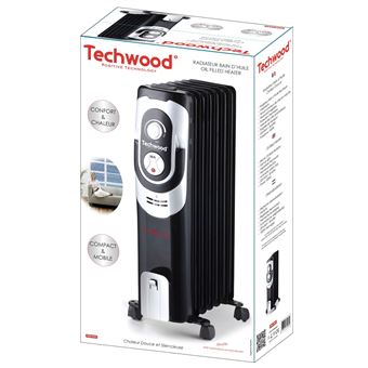 Radiateur bain d'huile Techwood TCG-1551 1500 W Noir et Argent