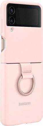 Coque en silicone avec anneau pour Samsung Galaxy Z Flip 4 Rose