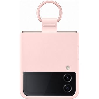 Coque en silicone avec anneau pour Samsung Galaxy Z Flip 4 Rose