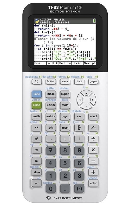 Calculatrice graphique Texas Instruments TI?83 Premium CE Edition Python