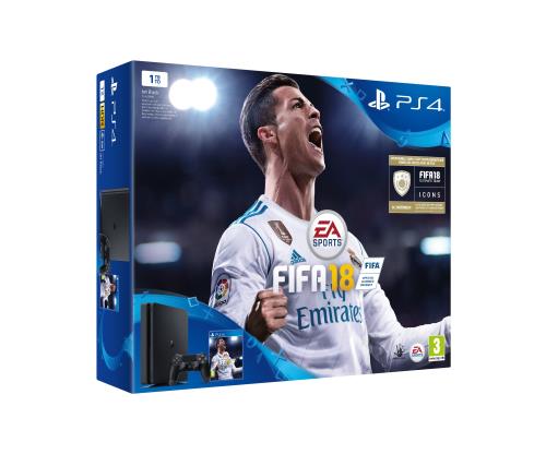 Pack Console Sony PS4 Slim 1 To Noire + FIFA 18