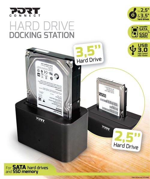 Station d'accueil Port Designs USB 3.0 pour disque dur SATA et SSD Noir - Accessoires  disque dur - Achat & prix