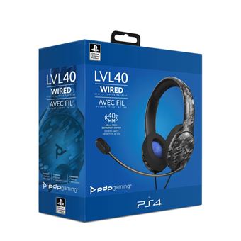 Casque Gaming Filaire PDP LVL40 Stereo Headset Camouflage Noir pour PS4