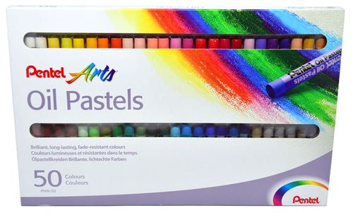 Bo&icirc;te de 50 pastels &agrave; l'huile Pentel diam&egrave;tre 8 mm