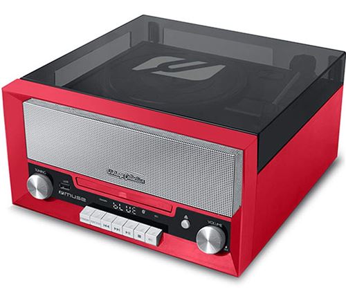 CD Muse MT-110 RD Microsysteem Rood en Zwart met Vynil Plaat