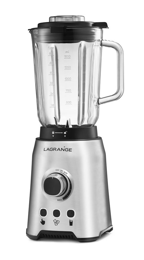 Blender Lagrange 1200 W - Moulin à Grains Inclus - 2,5 L Verre - 6 Lames Inox - Argent