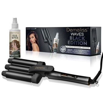 Coffret Fer à boucler Saint Algue Demeliss Waves SA-2002 Noir et Spray Deep Waves inclus 150 ml