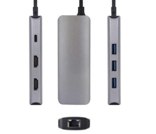 Hub USB C Urban Factory 7 en 1 avec 3 USB A 2 HDMI 4K 60Hz 1 RJ45 1 USB C PD - vue 7