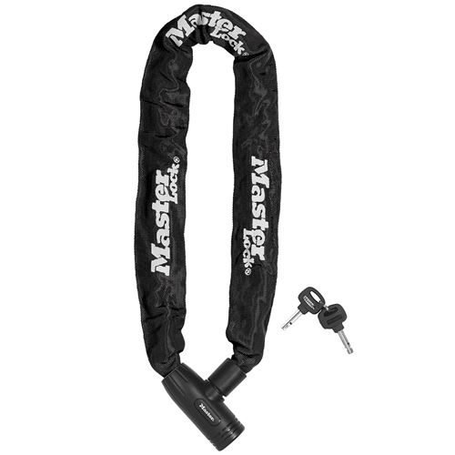 Antivol Master Lock Chaîne en acier cémenté avec serrure intégrée à clé 90 cm x 8 mm Noir
