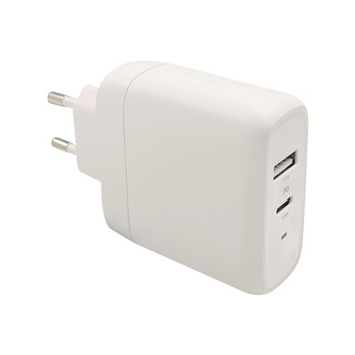 Chargeur Secteur Pour Tablette Et Smartphone Blanc + Câble Usb-C 1 M