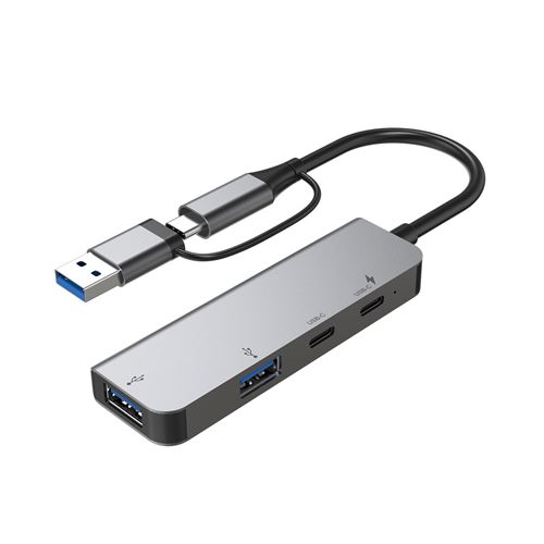 Hub USB-C+A 4-en-1 Accsup Gris