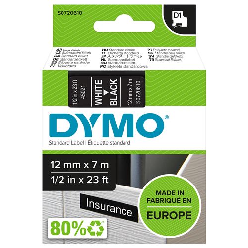 Ruban d'étiquettes Dymo LabelManager D1 Noir