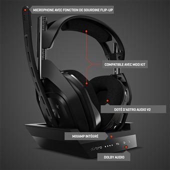 Micro-casque Astro A50 Noir + Station d'accueil pour PS4