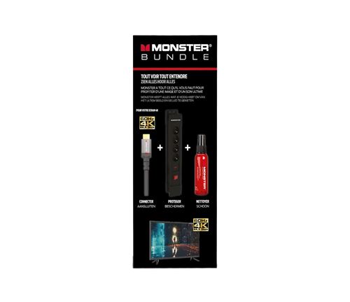 Pack câble HDMI 2.0 4K Monster Cable 1,8 m + Parafoudre 4 prises + Kit de nettoyage écran 60ml