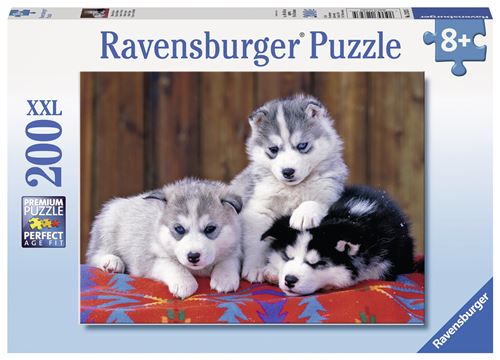 Puzzle 200 Pièces Xxl Ravensburger Mignons Huskies