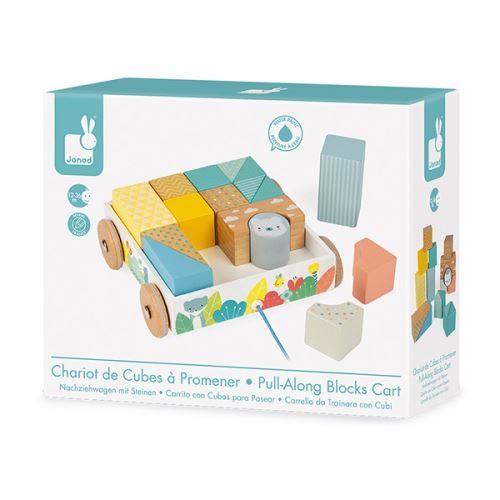 Chariot De Cubes A Promener Pure Janod En Bois Jouet A Tirer Ou A Pousser En Bois Achat Prix Fnac