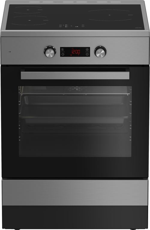 Beko Cuisiniere > 60 X 60 X 85 Cm 72L - 3 Inductions - Multifonction - Chaleur Brassee - Parois Catalytiques Laterales