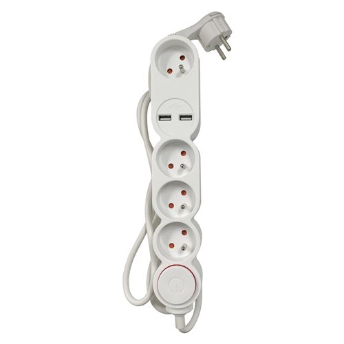 Multiprise avec 4 ports Accsup + 2 ports USB 1,5 m Blanc