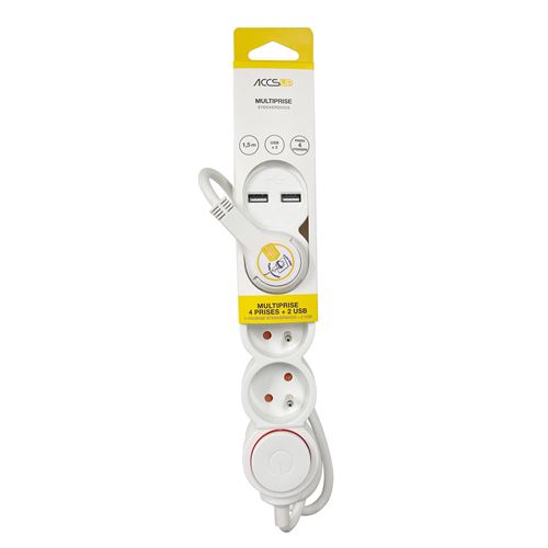 Adaptateur Secteur Multi-ports USB - 7 Ports, Interrupteur, Câble 30 Cm - Blanc, Neuf Sous Blister