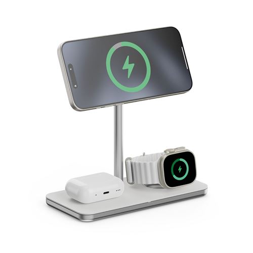 Support de chargement sans fil 3-en-1 Lnq Qi2 15 W Blanc