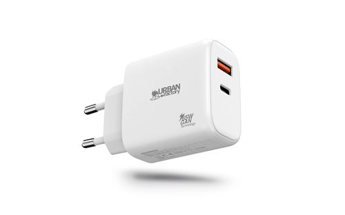 POWEE: CHARGEUR SECTEUR USB-C 45W / USB-A 18W AVEC CABLE USB-C