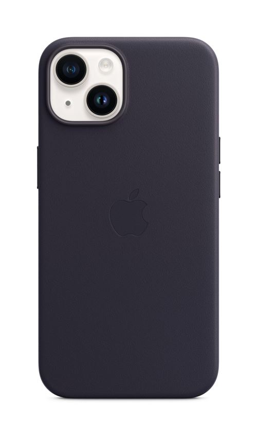 Coque en cuir avec MagSafe pour Apple iPhone 14 Encre violette