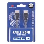 Câble multi supports Freaks And Geeks HDMI Ethernet 1.4 4K Noir 1 m