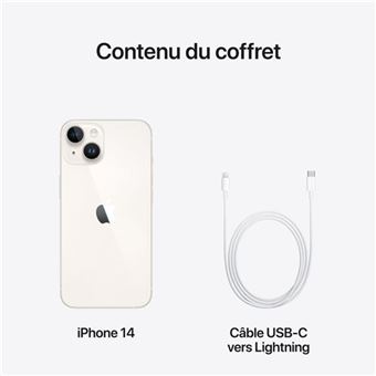 iPhone 14 6.1" 5G Double SIM 128 Go Lumière stellaire