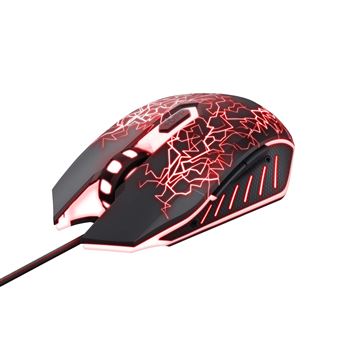 Ensemble Souris filaire gaming Trust Izza Noir + Tapis de souris Noir et blanc