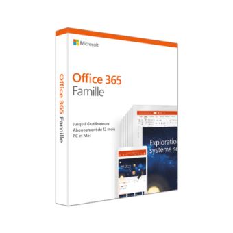 Microsoft Office 365 Famille - Jusqu'à 6 utilisateurs - PC ou Mac - 1 an