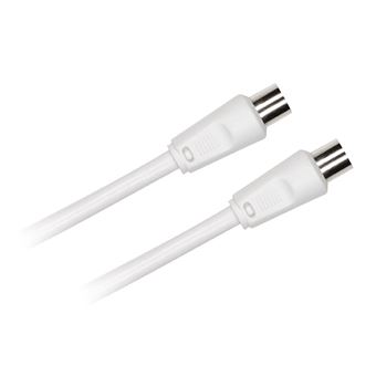 Cable Coaxial male/femelle 9.52 mm +adaptateur male/male 1.50 m,Blanc - 1